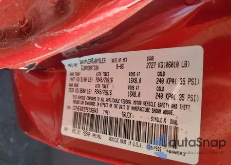 2007 Dodge Dakota Slt z USA, uszkodzony, nr VIN 1D7HE42K97S136643